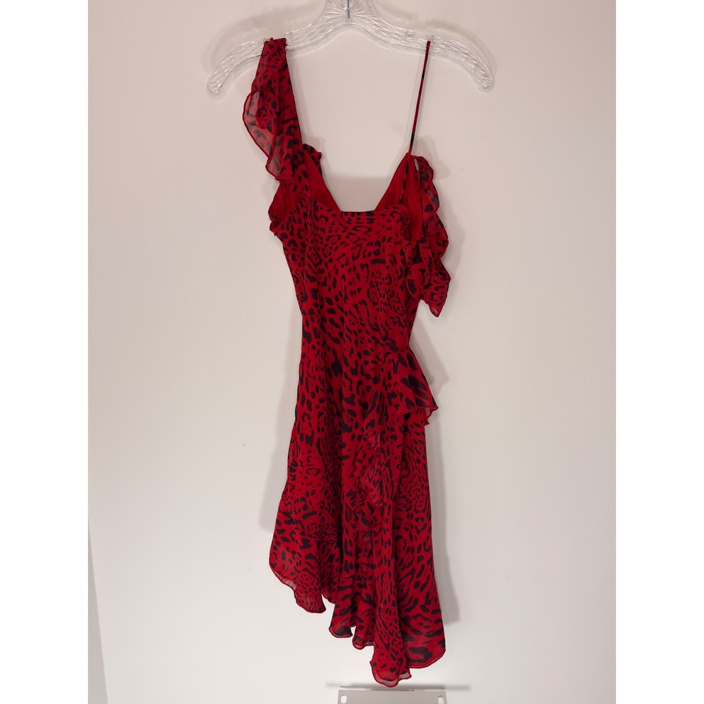 I.AM.GIA Julietta Mini Dress Red Leopard Mini Bodycon Chiffon Ruffle Medium - Picture 9 of 13